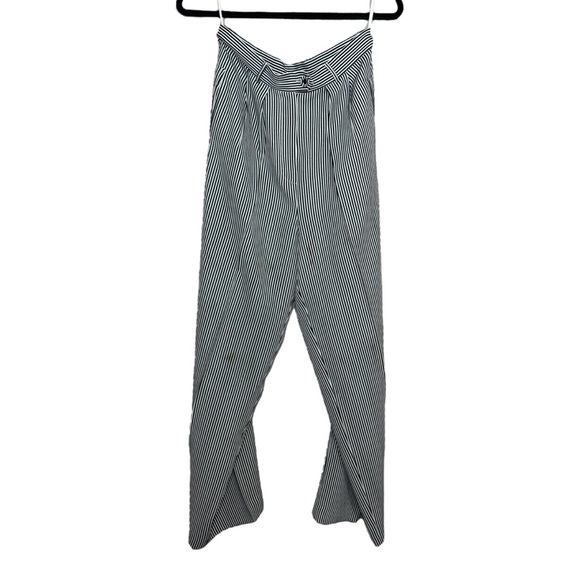 Vintage Express Black and White Striped Women's Pantsuit with Button-Up Vest - Picture 6 of 15